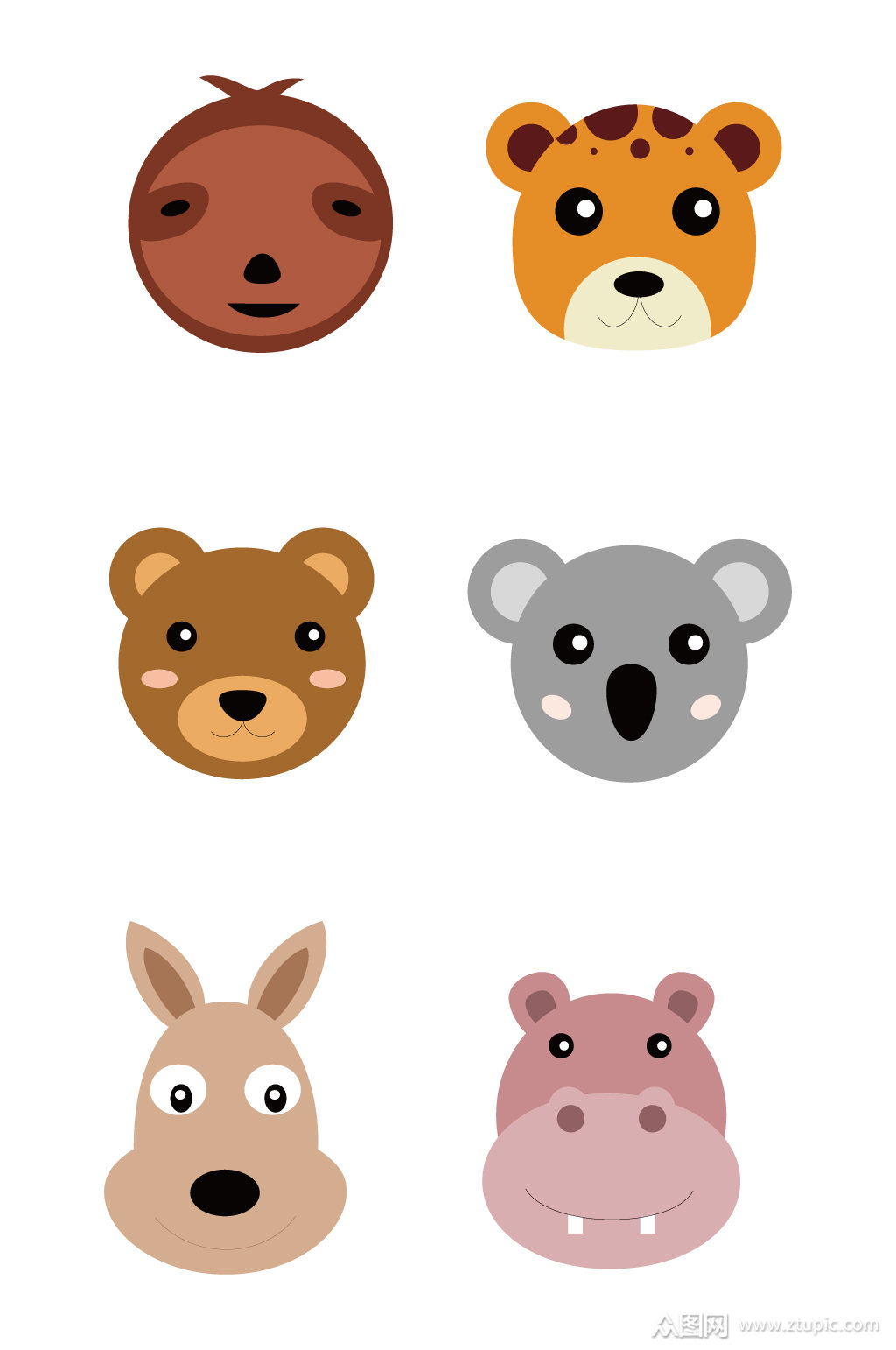 手绘圆形动物头像