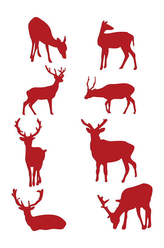 中国风剪影动物梅花鹿