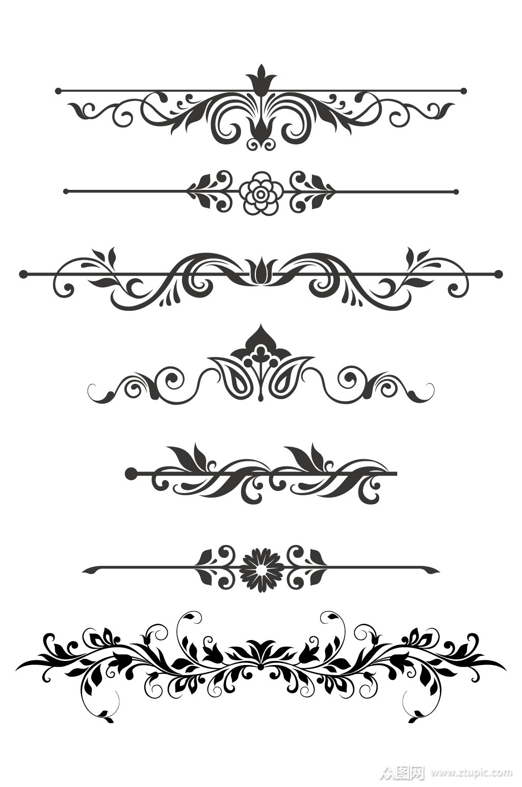 欧式花纹分割线矢量