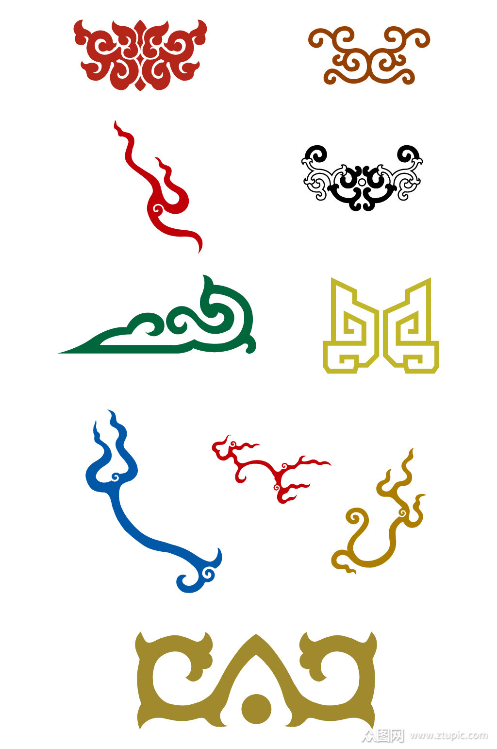 中国风花纹火焰元素素材