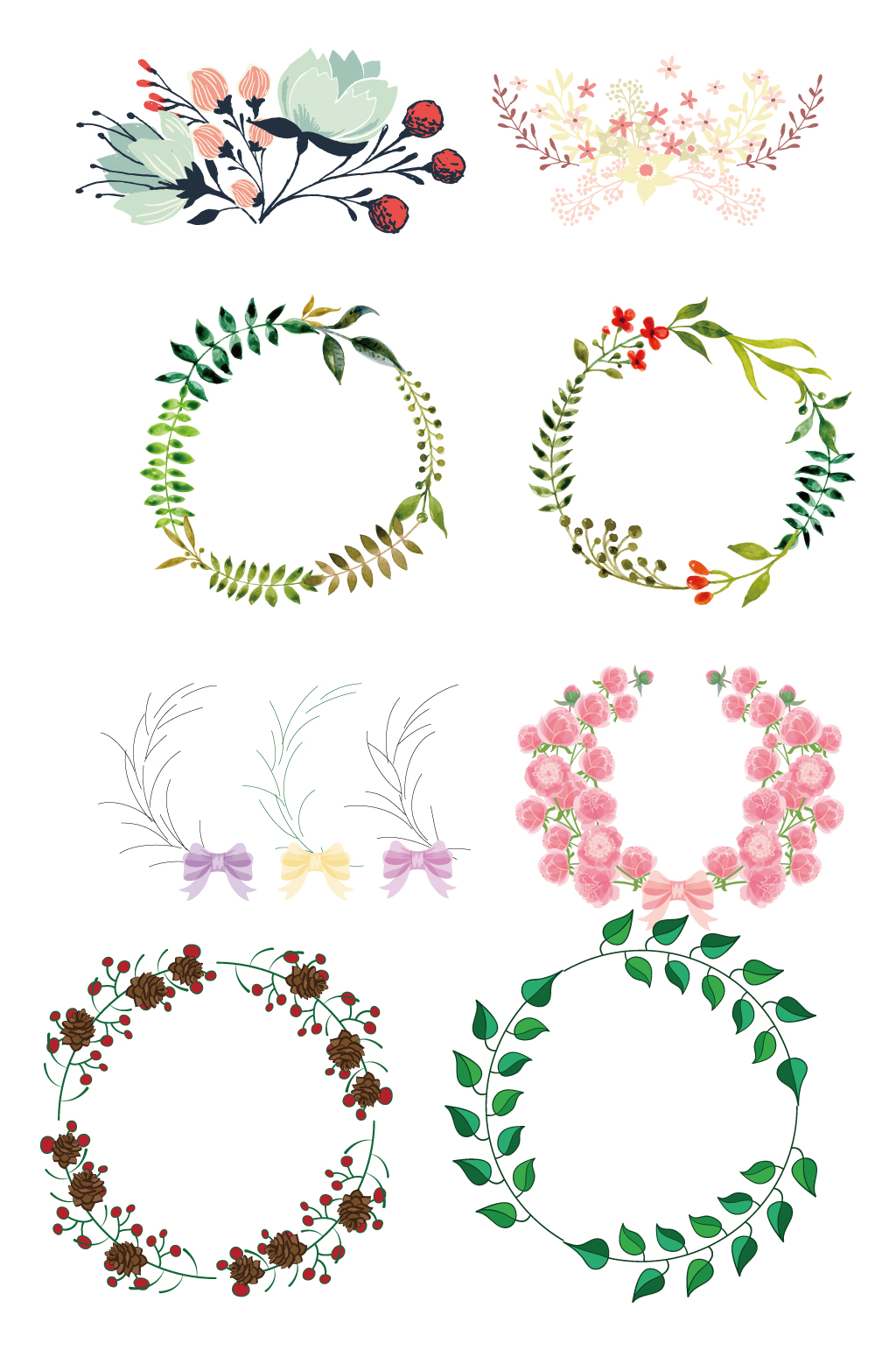 花朵花卉植物绿叶花环素材