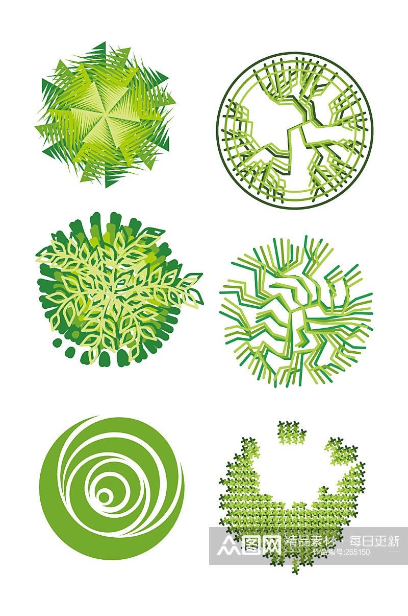 绿色卡通景观树木设计素材