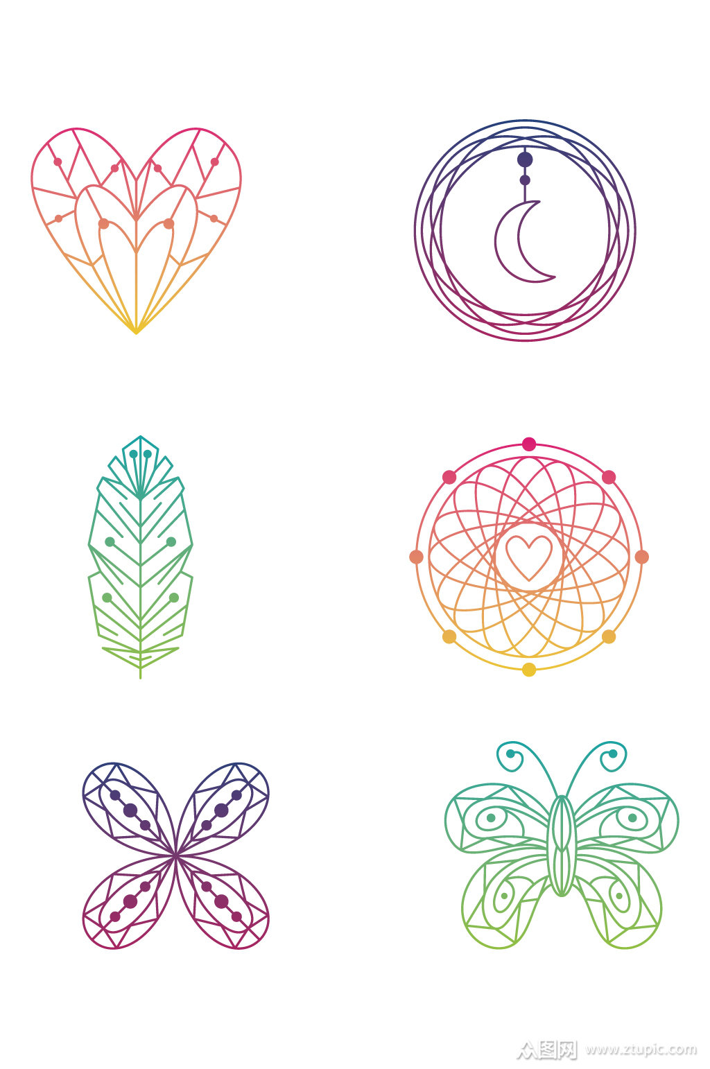 渐变色精美花纹装饰图案