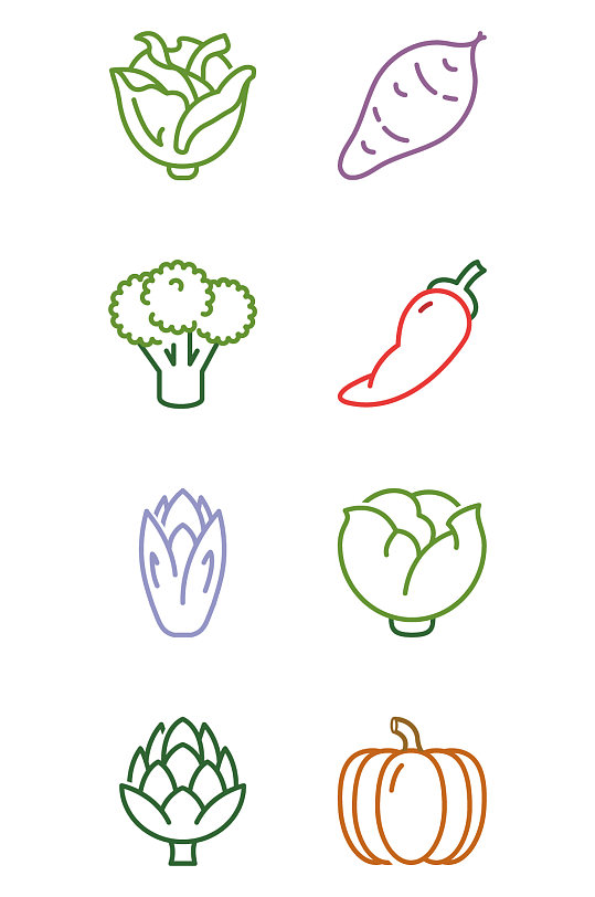 简约手绘线条蔬菜