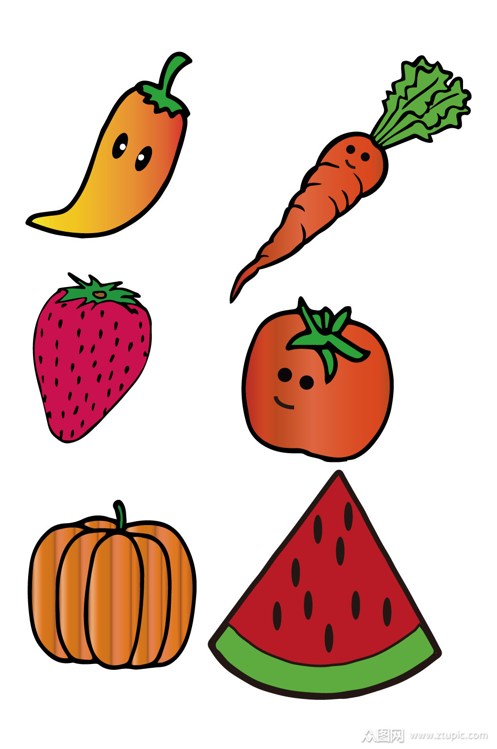 卡通蔬菜水果元素
