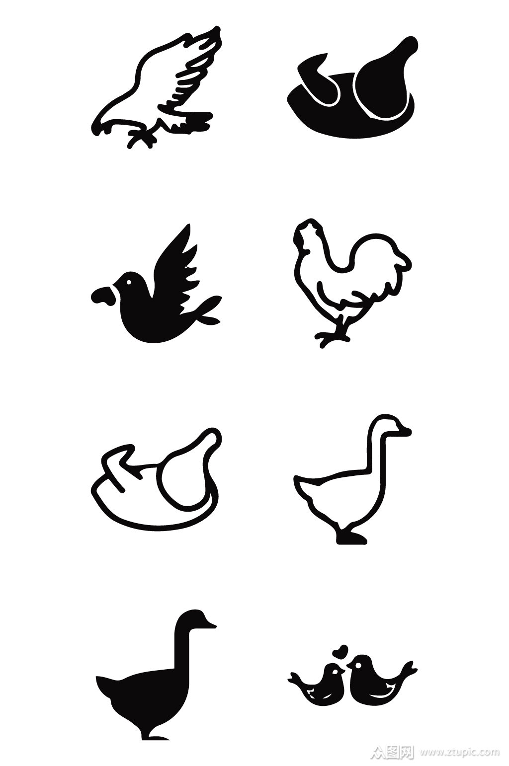 卡通动物图标黑白简约