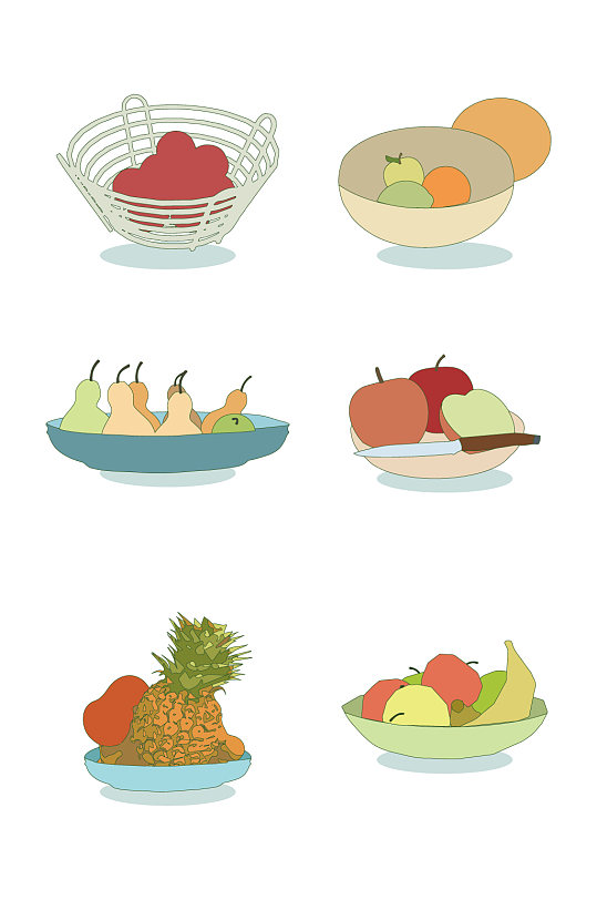 手绘水果果盘元素
