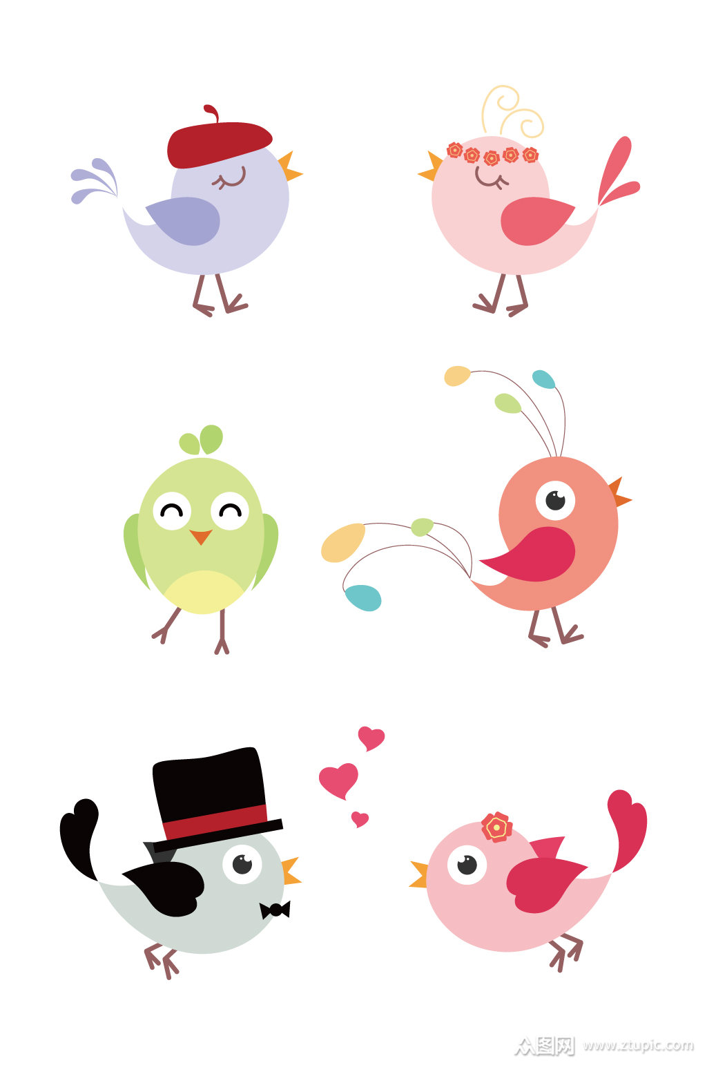 扁平化彩色小鸟设计