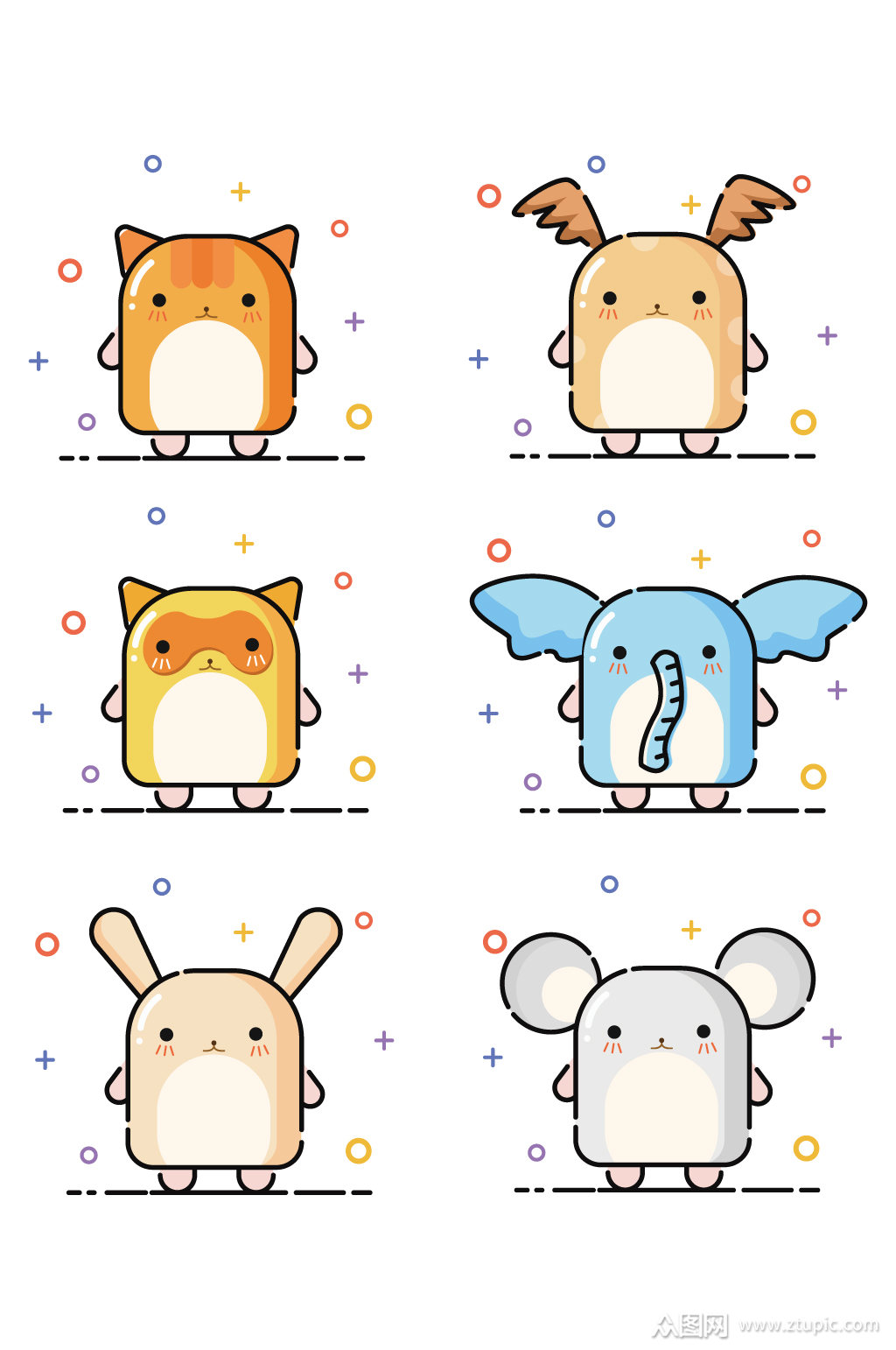 可爱卡通小动物矢量素材