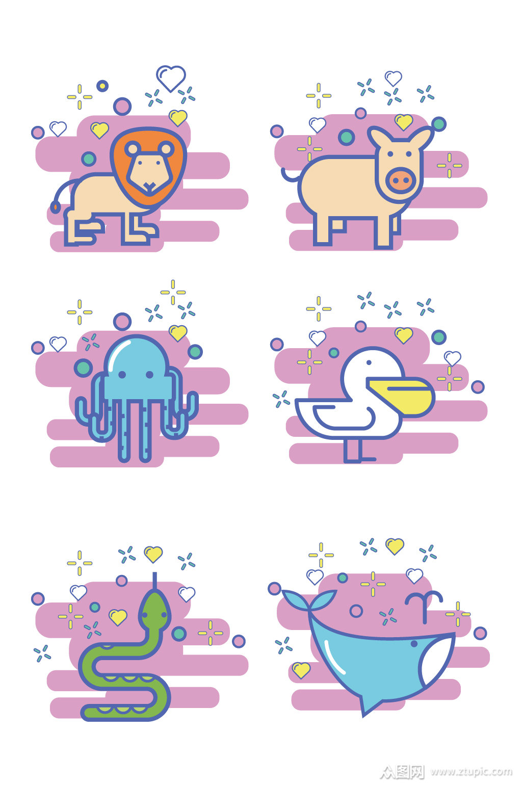 卡通可爱动物图标