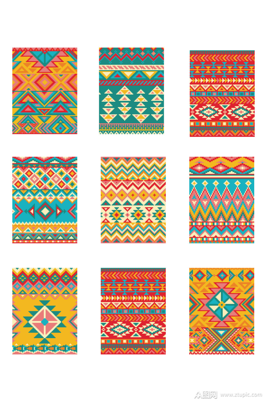 彩色民族装饰花纹图案元素素材