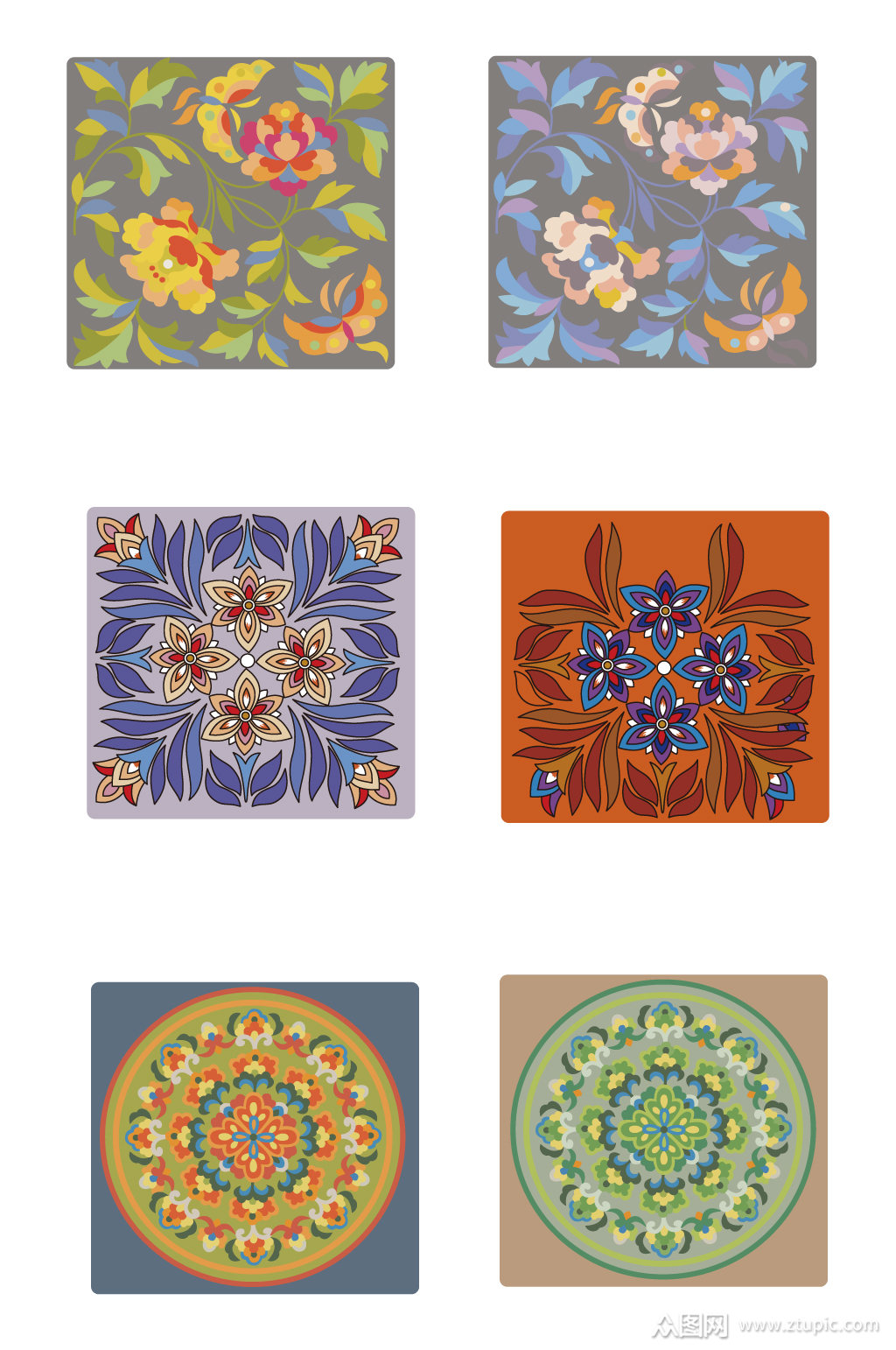 彩色花纹印花图案