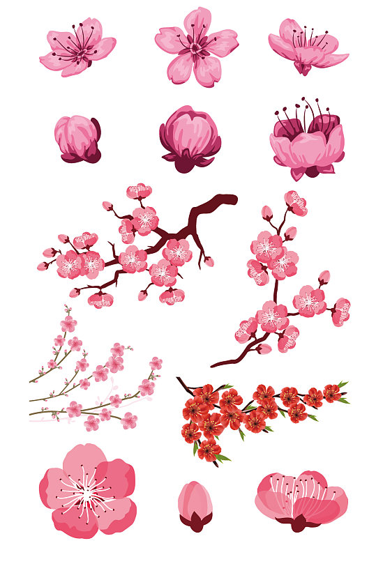手绘梅花卡通花朵