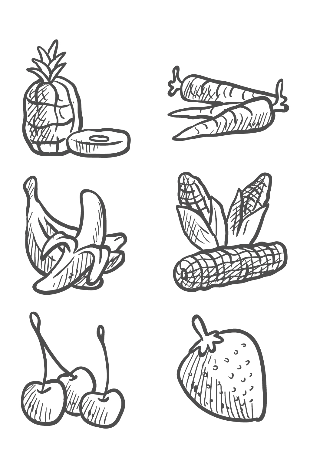 手绘水果和蔬菜矢量素材