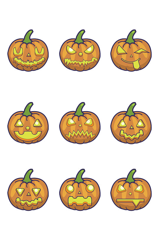 万圣节南瓜头卡通表情