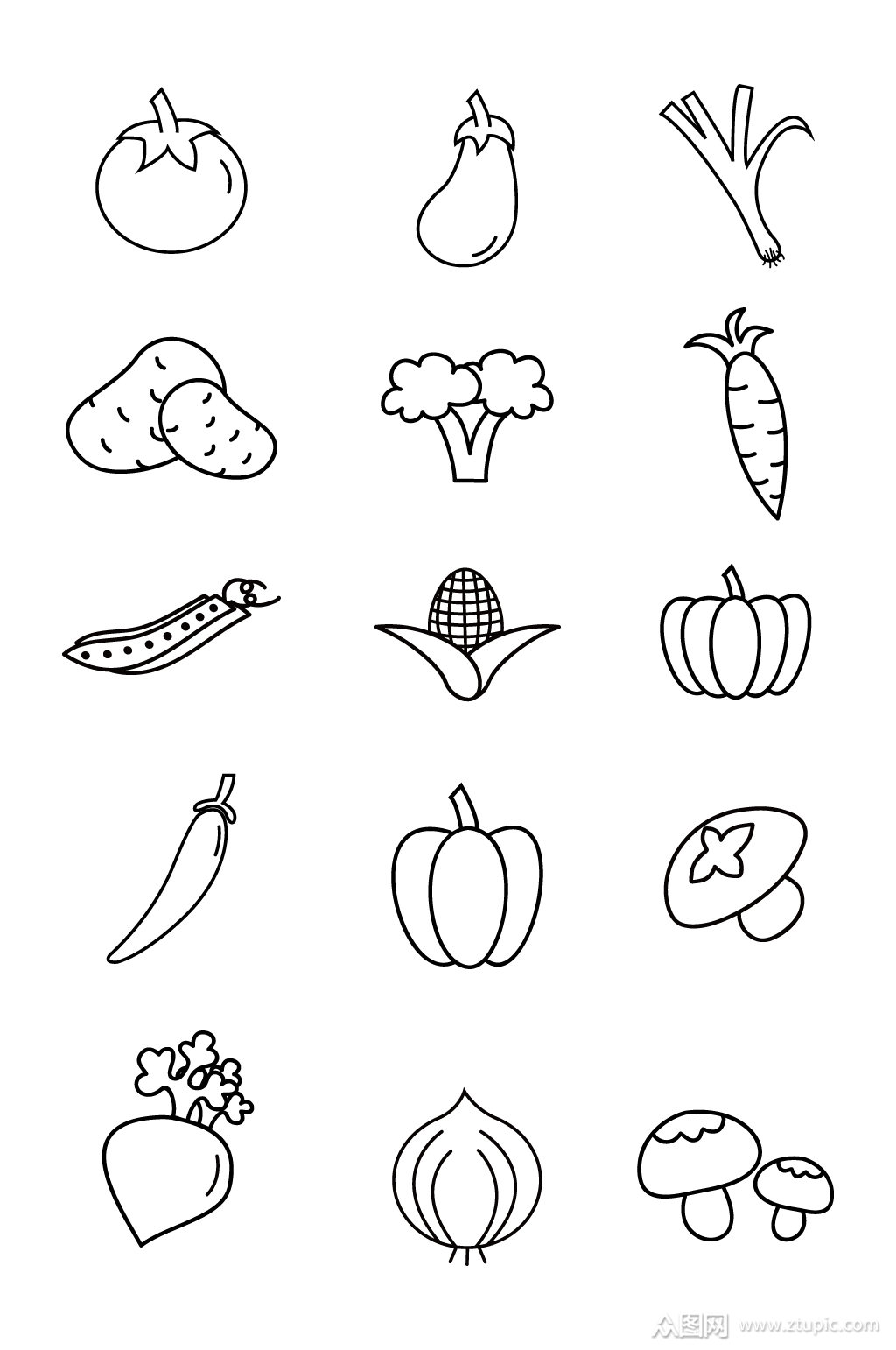 蔬菜简笔画蔬菜图标