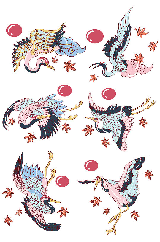 手绘动物中国风仙鹤-众图网