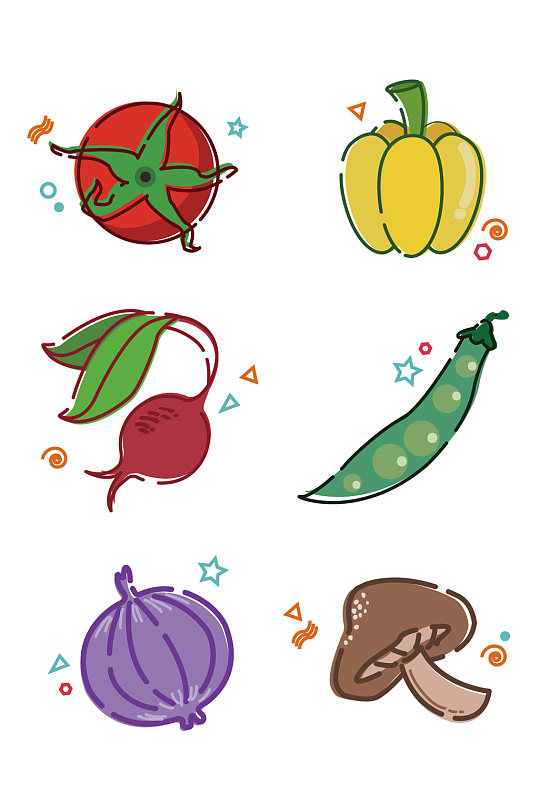 手绘风绿色食品蔬菜水果