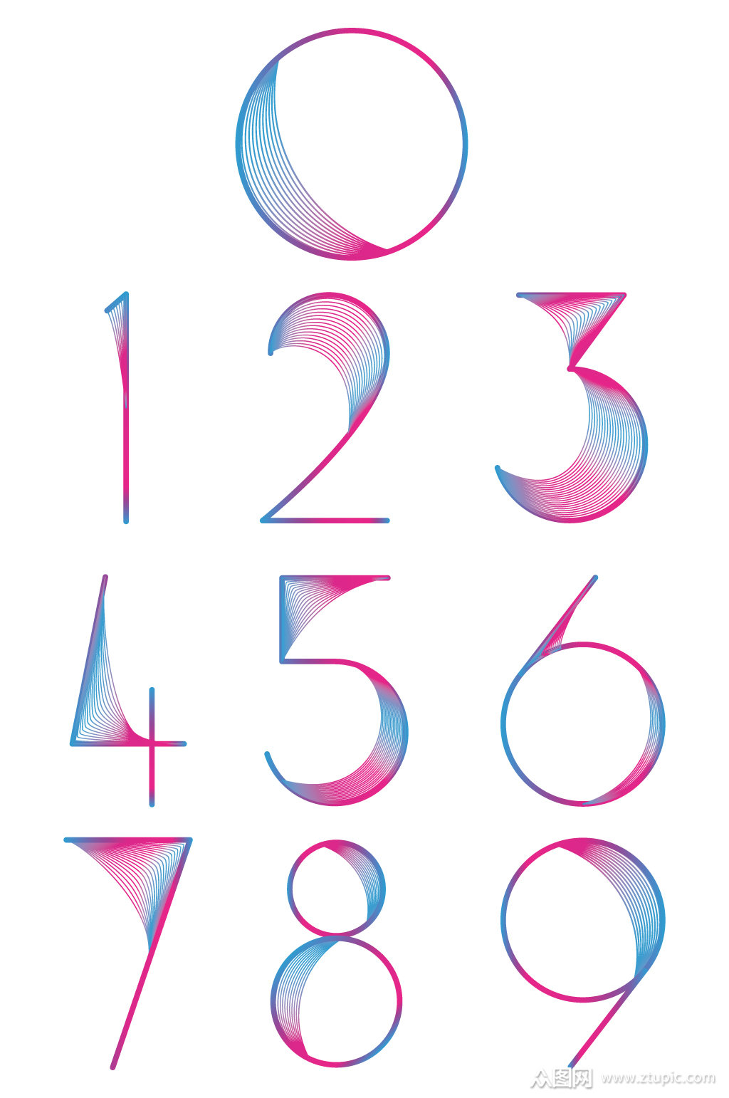 彩绘阿拉伯数字渐变