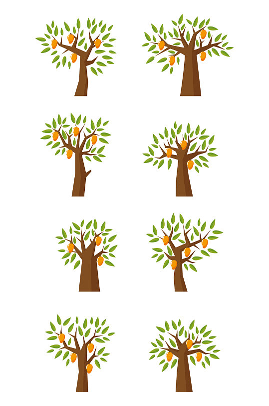 手绘卡通芒果树元素