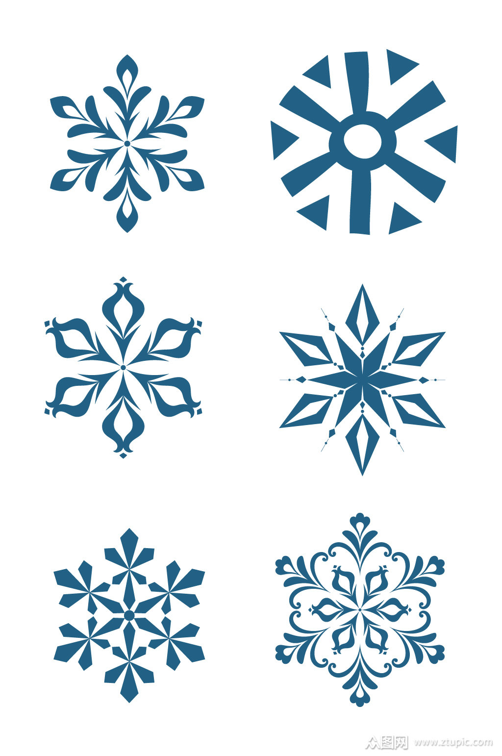 手绘冬季雪花元素