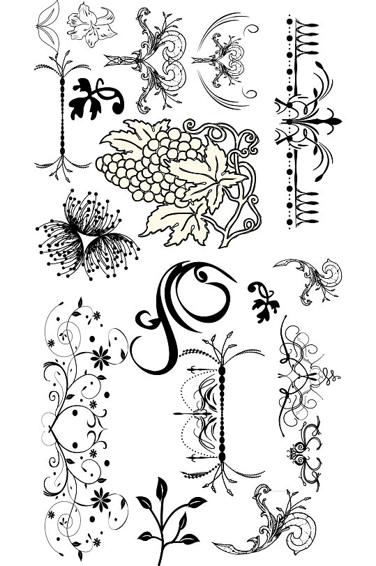 手绘欧式花纹装饰