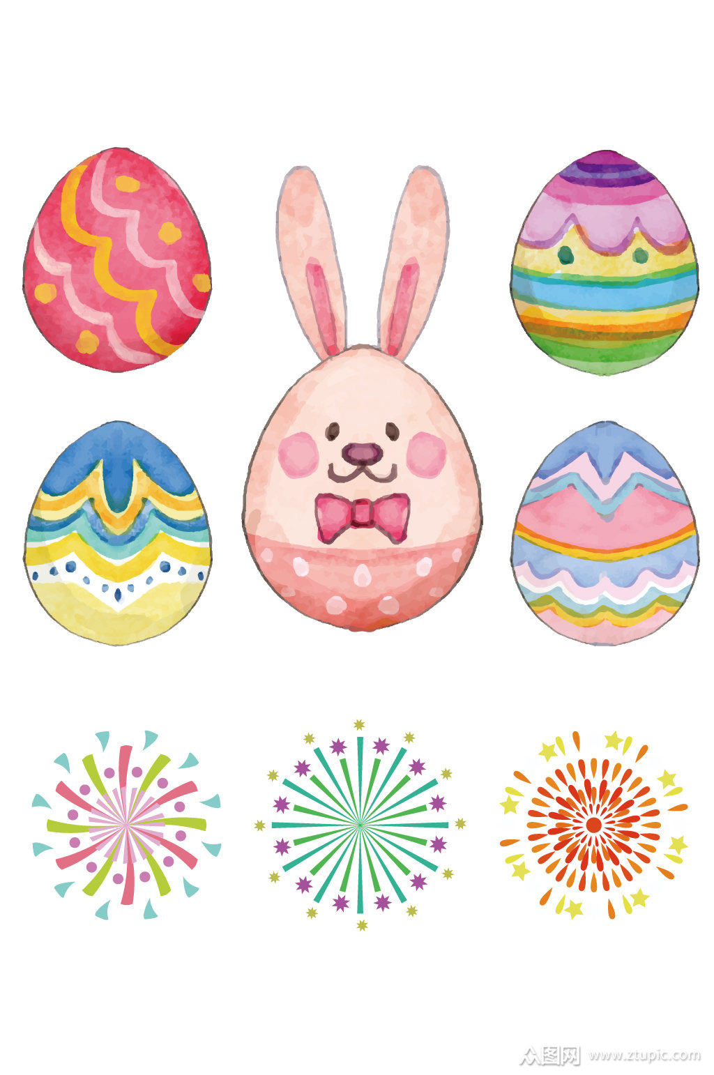 卡通兔子复活节彩蛋素材