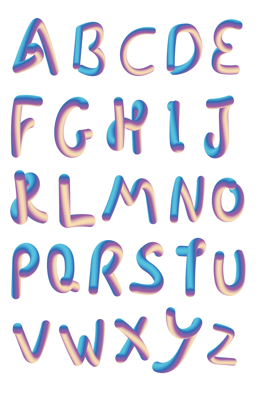 ai矢量彩虹渐变字母