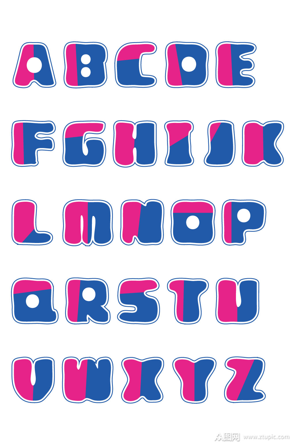 英文字母扁平化渐变艺术字素材