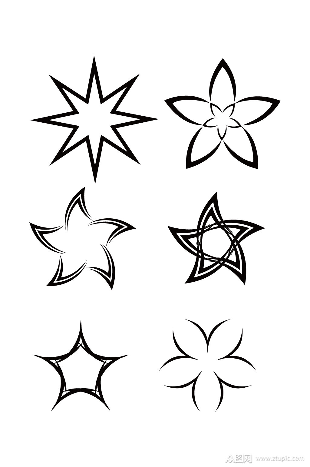 黑色星星花纹图案设计