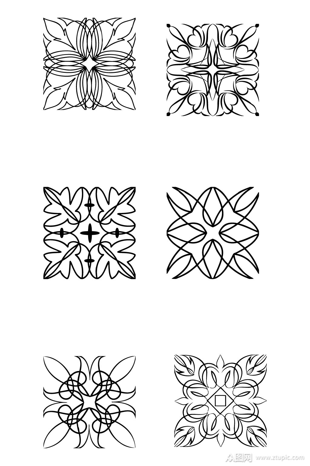 黑白花纹图案装饰素材