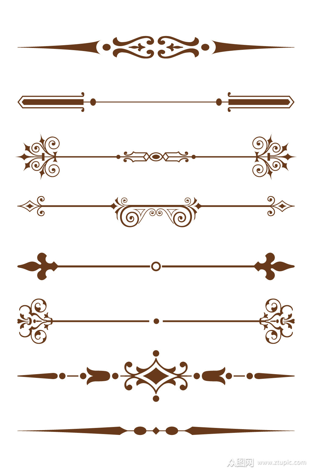 欧式花纹分割线矢量