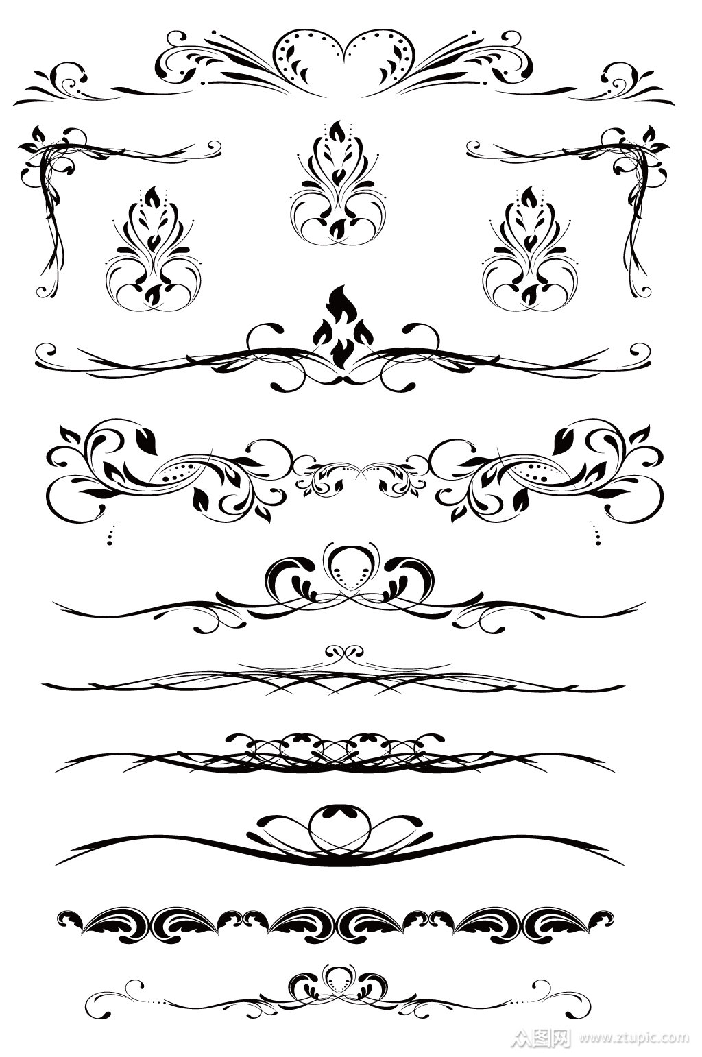 欧式黑白藤蔓花纹