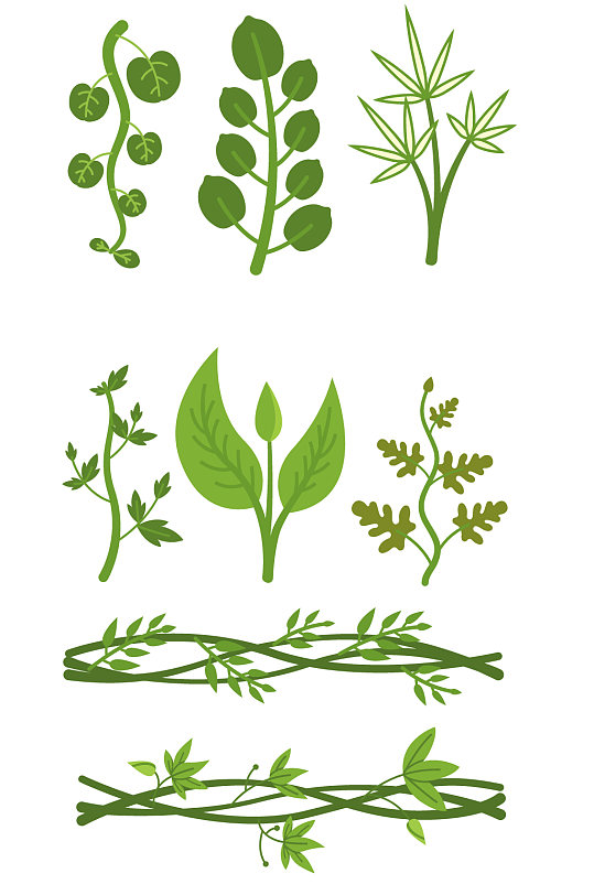 卡通藤曼绿植元素-众图网