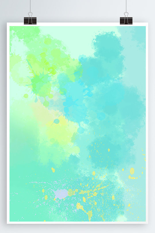 绿色海报水彩喷墨背景