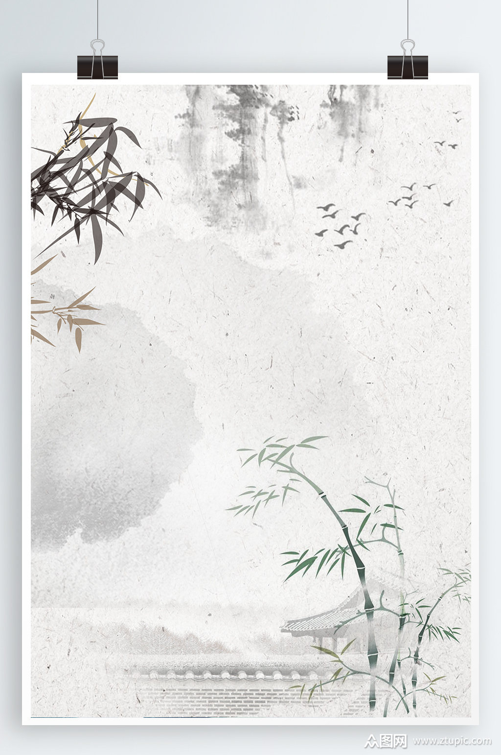 水墨竹子海报背景素材