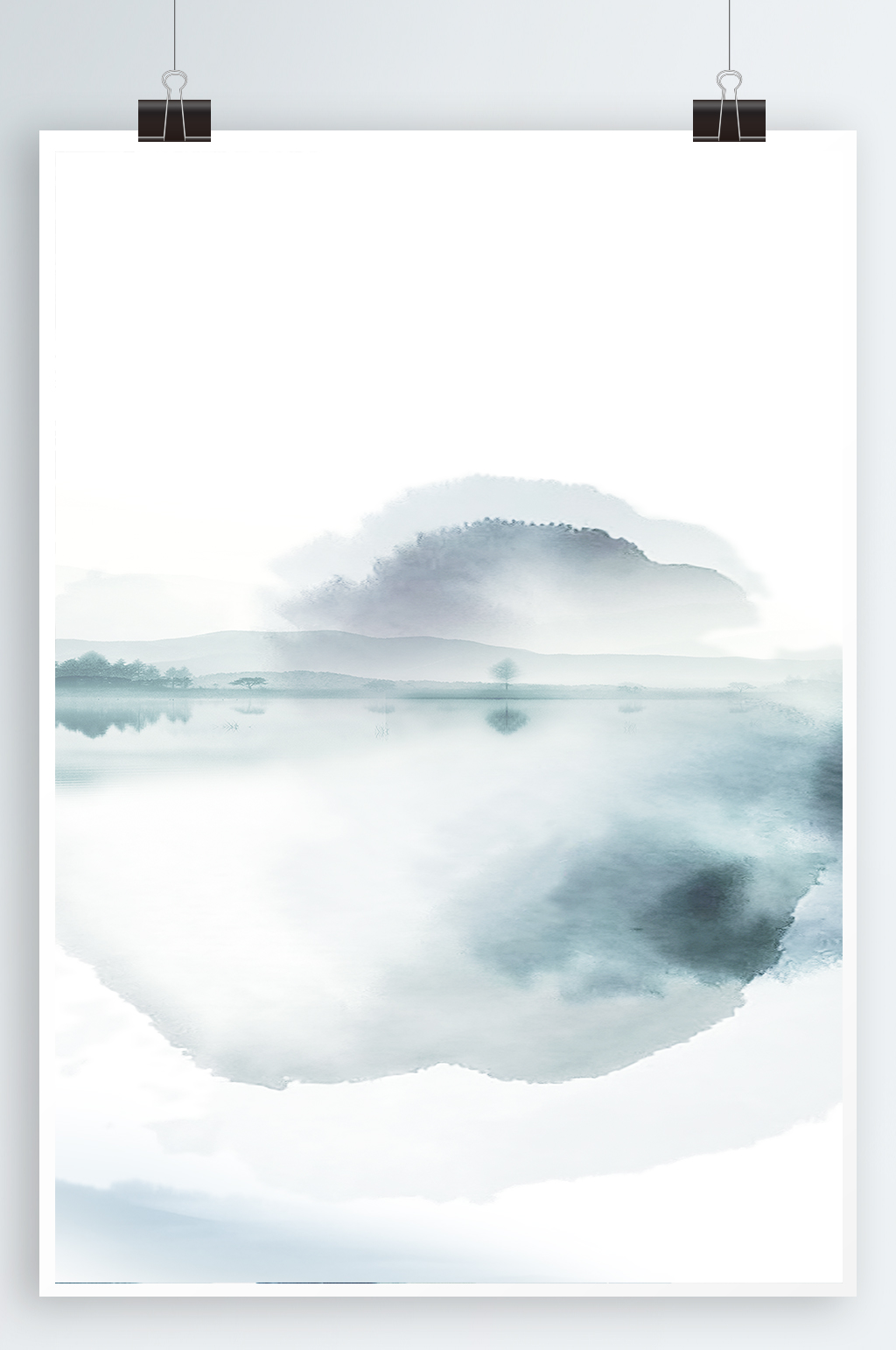 中式水墨山水山水画素材