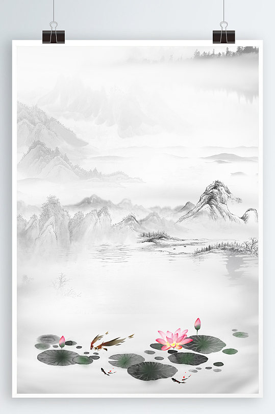 江南水乡水墨背景-众图网