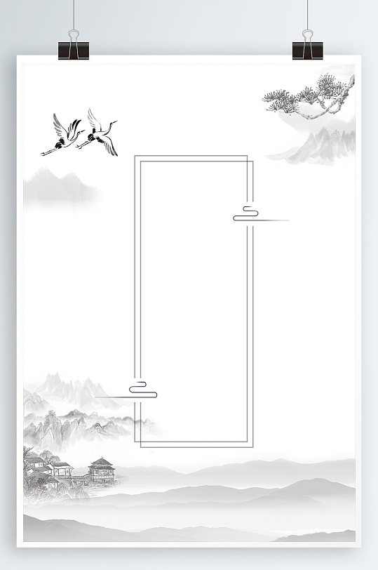 中国风水墨画江南水乡背景-众图网