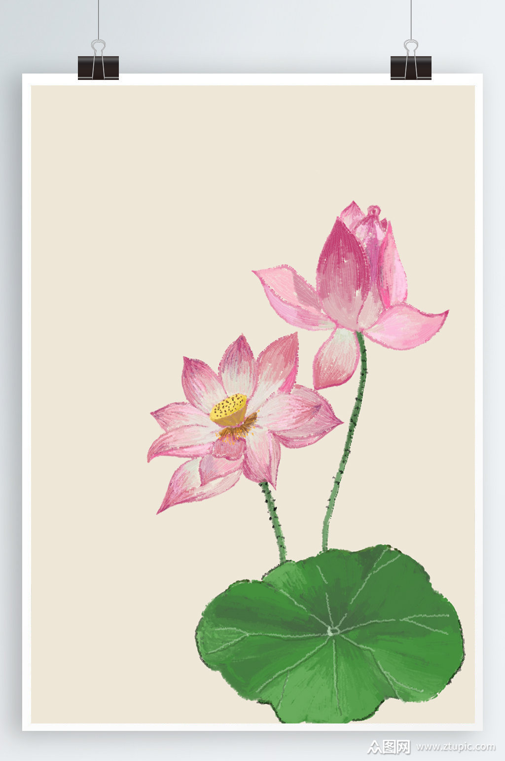 荷花水墨海报背景