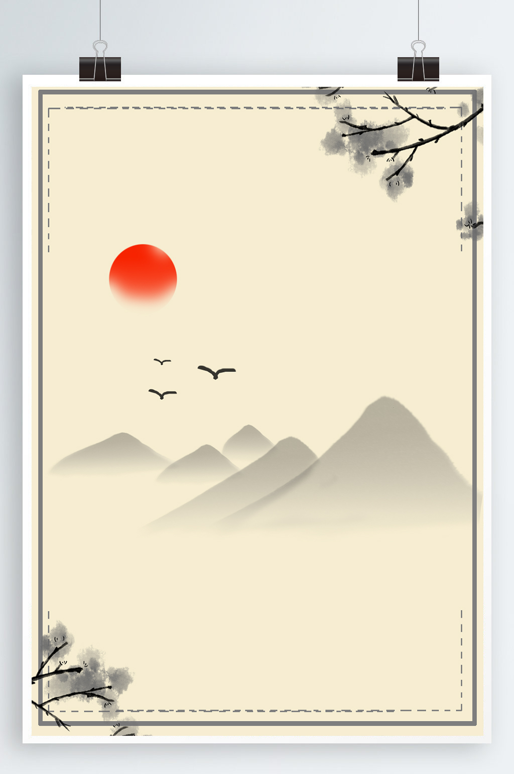 中国风水墨山水背景素材