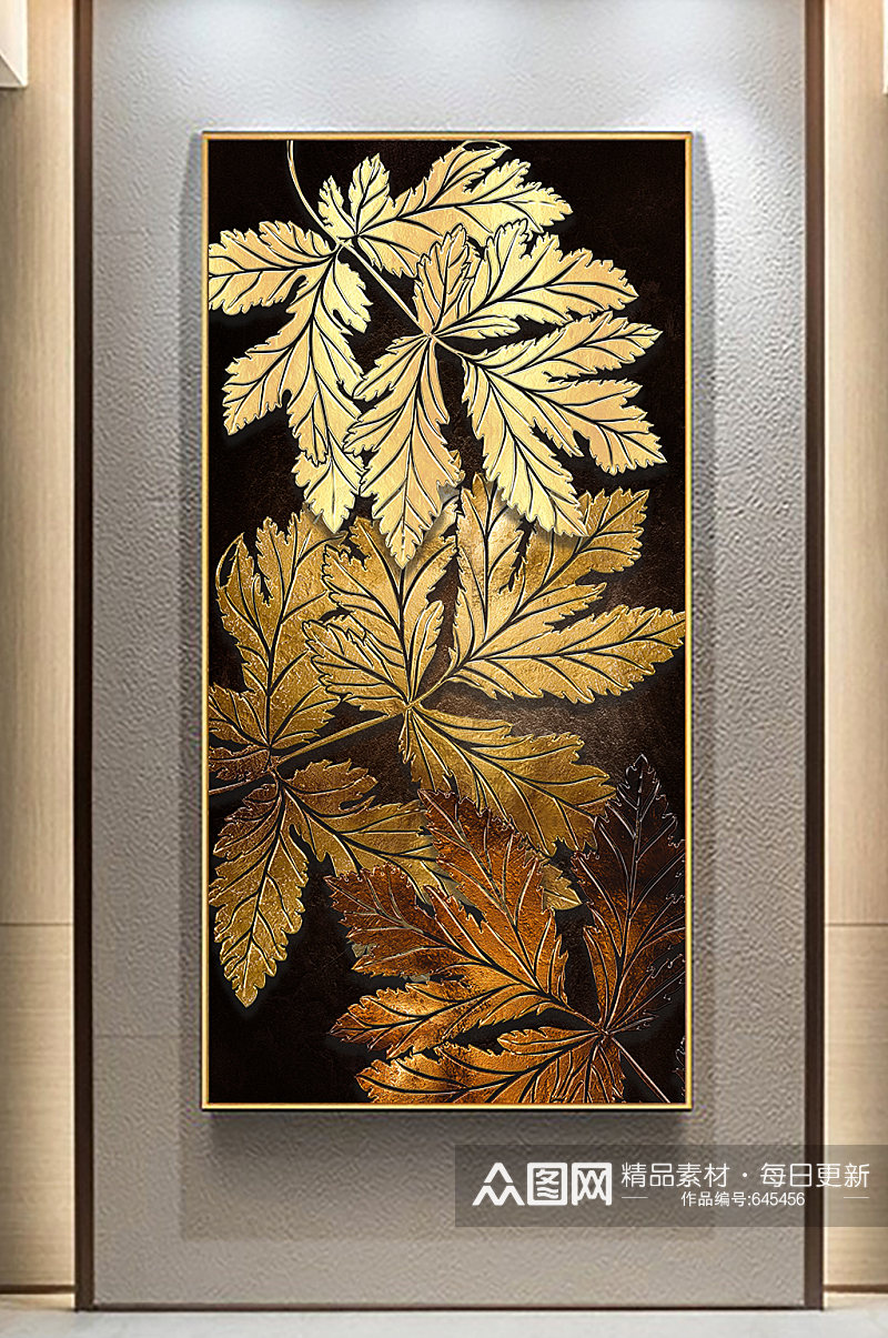 金色树叶玄关装饰画素材