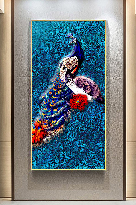 孔雀图家和万事兴玄关画-众图网