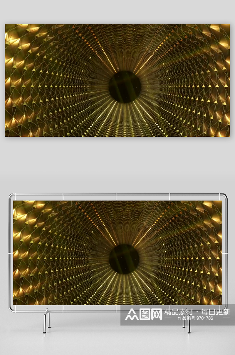 无限金色发光隧道视频素材素材