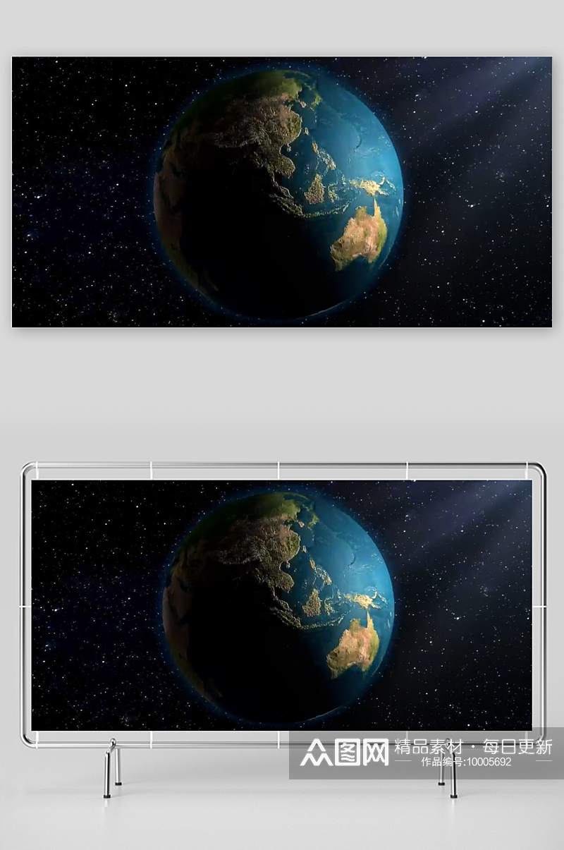 地球在太空中旋转的3D视频素材素材