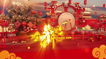 春意浓情贺岁灯笼祥鼓拜年视频片头模板-众图网