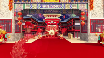 新年大气企业贺岁喜庆古建拜年视频片头模板-众图网