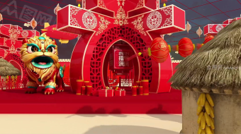 欢庆新年古风古建企业拜年片头视频模板-众图网