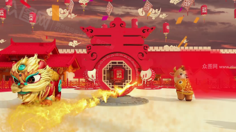 开门大吉古城迎春过大年拜年视频模板-众图网