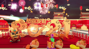 祥鼓震乾坤新春古韵贺岁拜年视频模板-众图网